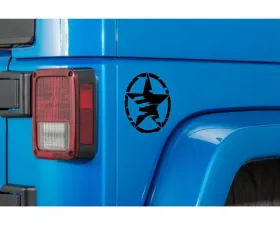 Quadratec Premium Small Distressed Star Decal Black